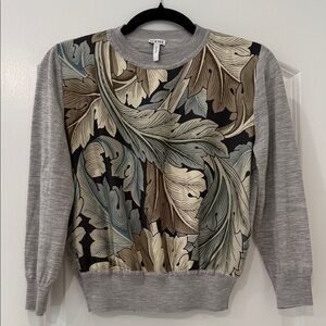 Loewe Leaf-Print Crew Neck Light Sweater